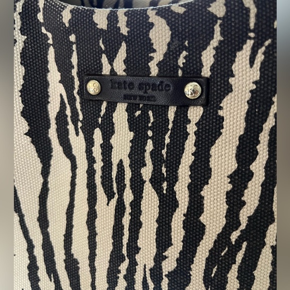 Kate Spade Zebra Print Canvas Handbag with Brown Leather Accents - Picture 2 of 16